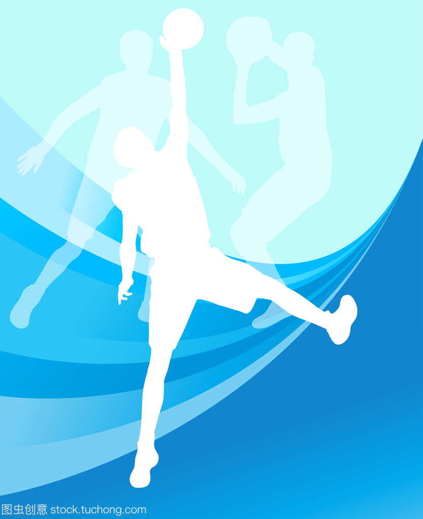籃球運動員運動剪影矢量背景設計